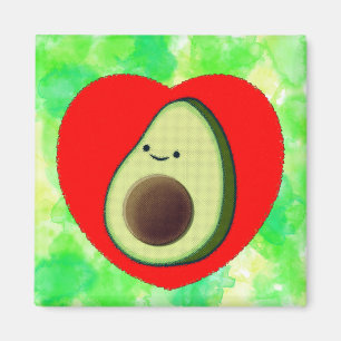 Aimant Caricature de l'Avocado mignonne au coeur rouge su