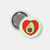 Aimant Caricature De L'Avocado Mignonne Dans Le Coeur Rou (Recto/Verso)