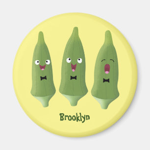 Aimant Caricature de légumes de l'okra chantante mignonne