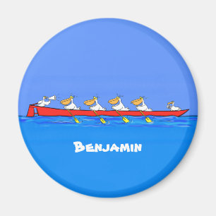 Aimant Caricature de l'équipe d'aviron pélican drôle