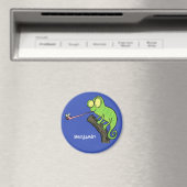 Aimant Caricature de lézard de caméléon vert joyeux (In Situ (Lave-vaisselle))