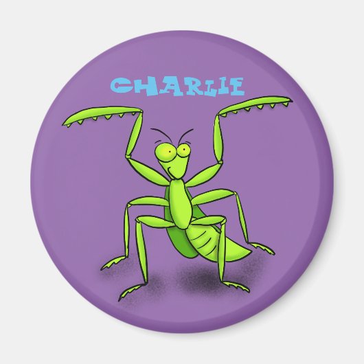 Aimant Caricature de mante en prière mignonne (Devant)