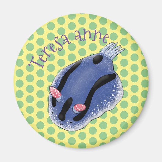 Aimant Caricature de nudibranche bleu mignon (Devant)