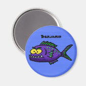 Aimant Caricature de poisson de Piranha (Recto/Verso)
