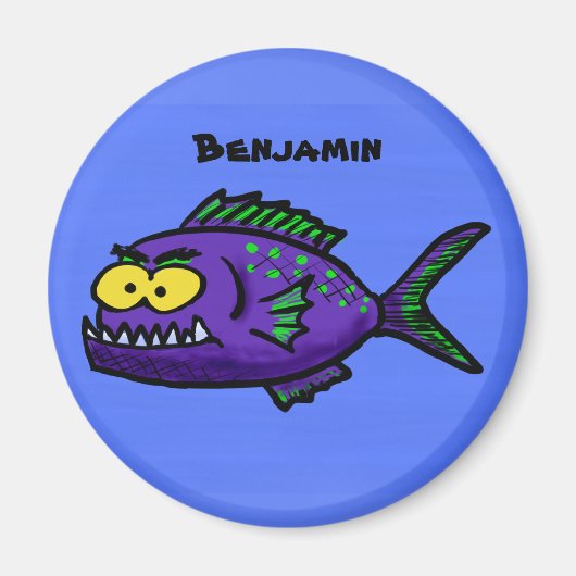 Aimant Caricature de poisson de Piranha (Devant)