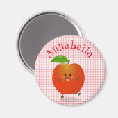 Aimant Caricature de pomme kawaii joyeux (Recto/Verso)