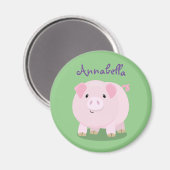 Aimant Caricature de porc mignon rose pot vendue (Recto/Verso)