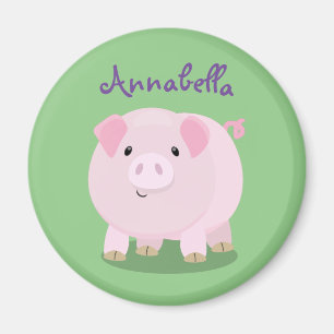 Aimant Caricature de porc mignon rose pot vendue