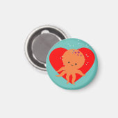 Aimant Caricature de poulpe mignonne Coeur rouge (Recto/Verso)
