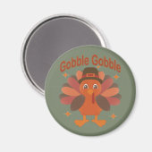 Aimant Caricature de Turquie Thanksgiving - "Gobble Gobbl (Recto/Verso)