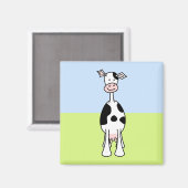 Aimant Caricature de vache noire et blanche. Devant. (Recto/Verso)