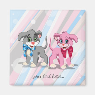 Aimant Caricature des chiots du coeur