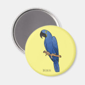 Aimant Caricature d'oiseau macaw Hyacinth (Recto/Verso)