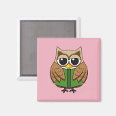 Aimant Caricature du livre de lecture de la Chouette (Recto/Verso)