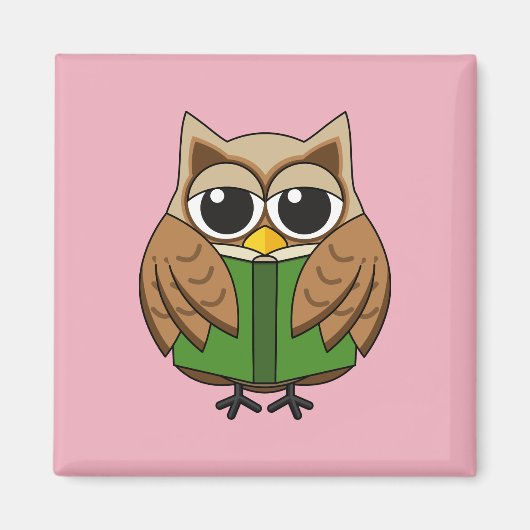 Aimant Caricature du livre de lecture de la Chouette (Devant)