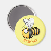 Aimant Caricature en jaune d'abeille volante mignonne (Recto/Verso)