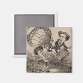 Aimant Caricature Française Du Ballooniste En Ballon À Ai (Recto/Verso)