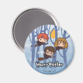 Aimant Caricature Harry, Ron, & Hermione Voler Dans Woods (Recto/Verso)