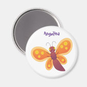 Aimant Caricature joli papillon orange (Recto/Verso)