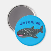 Aimant Caricature joli requin baleine joyeux (Recto/Verso)