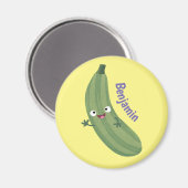 Aimant Caricature joyeux de courgettes mignonnes (Recto/Verso)