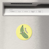 Aimant Caricature joyeux de courgettes mignonnes (In Situ (Lave-vaisselle))