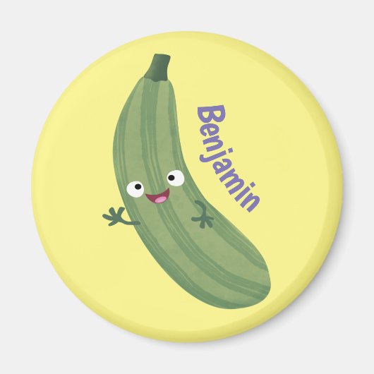 Aimant Caricature joyeux de courgettes mignonnes (Devant)