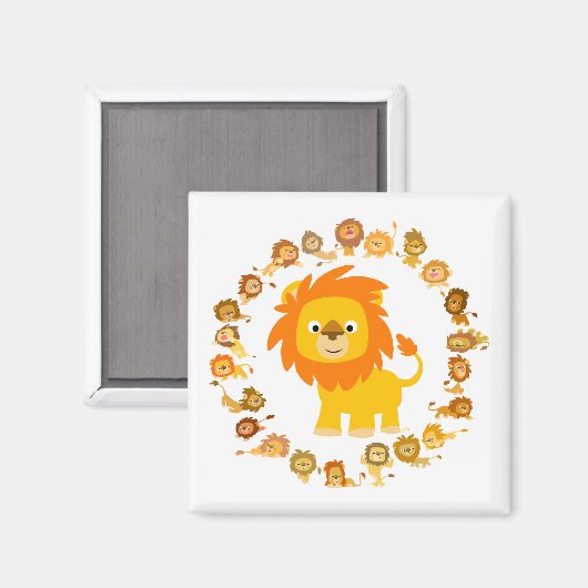 Aimant Caricature mignon Lion Mandala (Recto/Verso)