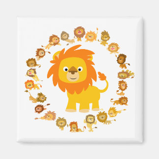 Aimant Caricature mignon Lion Mandala