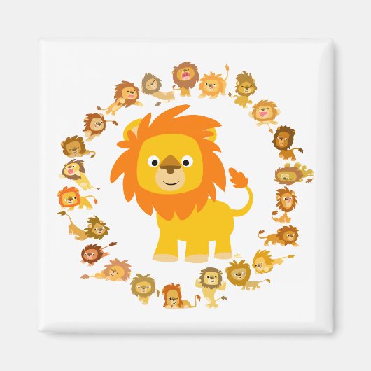 Aimant Caricature mignon Lion Mandala (Devant)