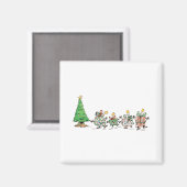 Aimant Caricature mignonne Danser Présentations de Noël e (Recto/Verso)