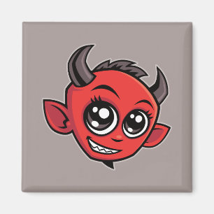 Aimant Caricature mignonne et souriante diable