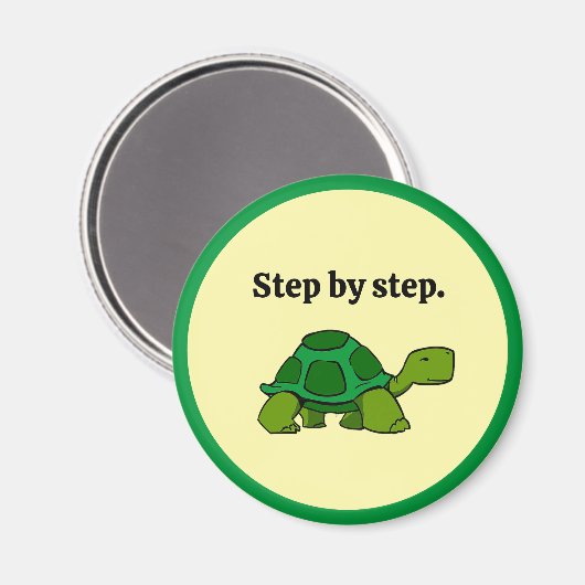 Aimant Caricature pas à pas de tortue, gagnant persistant (Recto/Verso)