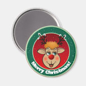 Aimant Caricature père Noël Reindeer de Noël (Recto/Verso)