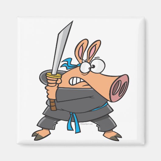 Aimant caricature ridicule ninja karate pig piggy caricat (Devant)
