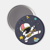 Aimant Caricature spatiale astronaute (Recto/Verso)