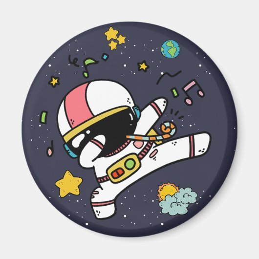 Aimant Caricature spatiale astronaute (Devant)