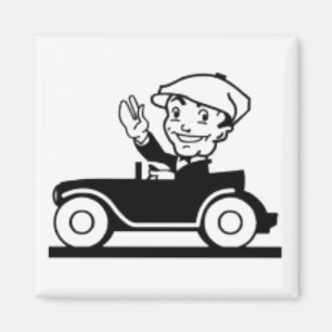 Aimant Caricature vintage classique voiture rétro bandes 