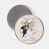 Aimant Caricatures de chien mignon Mariage Enregistrer la (Recto/Verso)