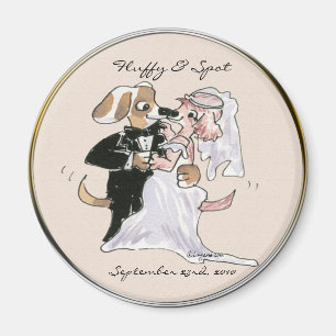 Aimant Caricatures de chien mignon Mariage Enregistrer la