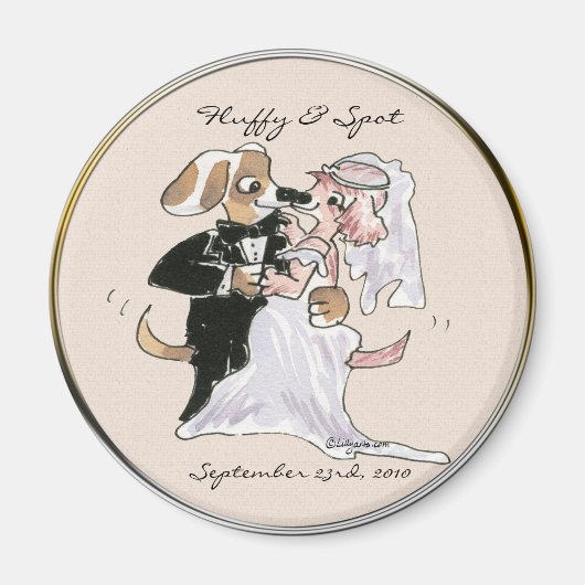 Aimant Caricatures de chien mignon Mariage Enregistrer la (Devant)