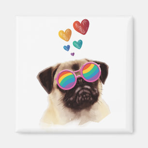 Aimant Carlin Chien avec Coeurs Saint-Valentin