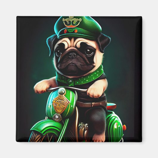Aimant Carlin Chien Conduite Vélo St. Patrick's Day (Devant)
