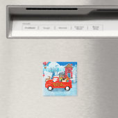 Aimant Carlin Chien Livraison de Noël Camion Neige (In Situ (Lave-vaisselle))