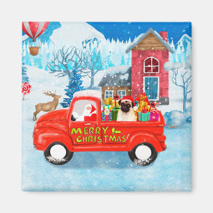 Aimant Carlin Chien Livraison de Noël Camion Neige