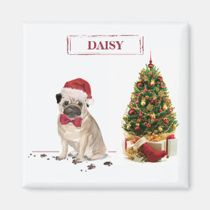 Aimant Carlin drôle Chien de Noël avec arbre