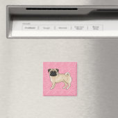 Aimant Carlin Fun Chien Cartoon Mops Pink Love Motif de c (In Situ (Lave-vaisselle))