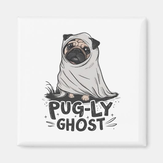 Aimant Carlin-ly Ghost Funny Chien Puns Halloween Proprié (Devant)