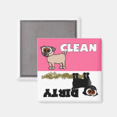 Aimant Carlin noir mignon Nettoyer / Lave-vaisselle sale  (Recto/Verso)