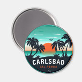 Aimant Carlsbad California Retro Sunset Souvenirs 80s (Recto/Verso)